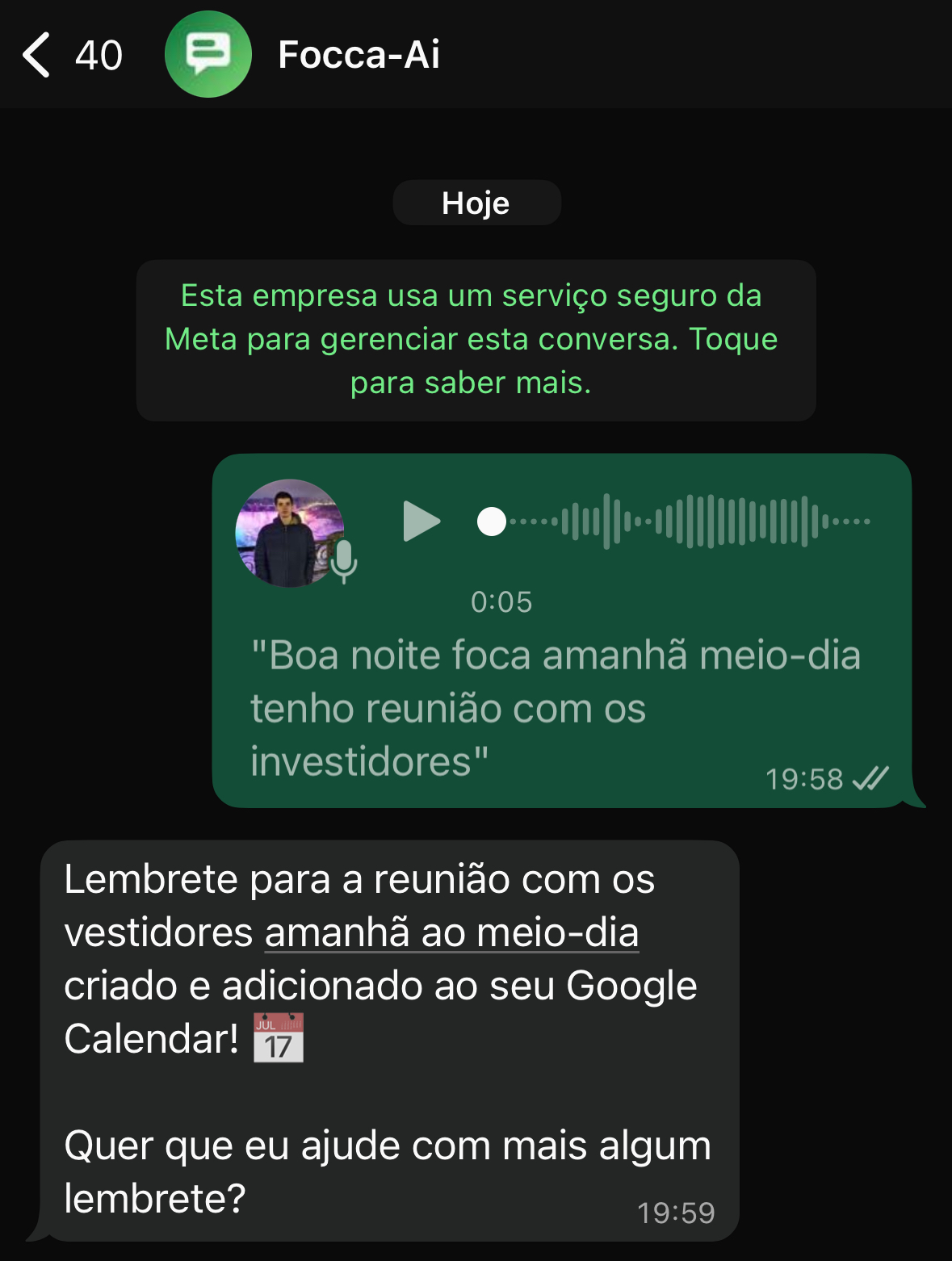Criando agendamento pelo WhatsApp com Focca-Ai