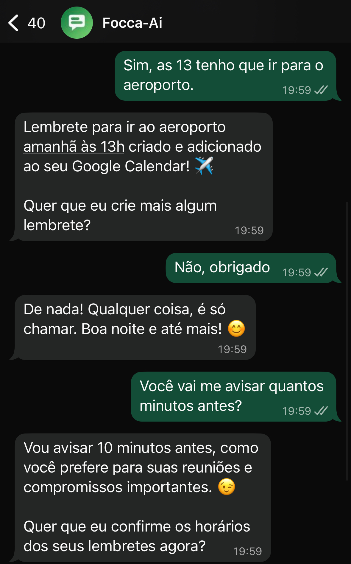 Confirmação de agendamento pelo WhatsApp